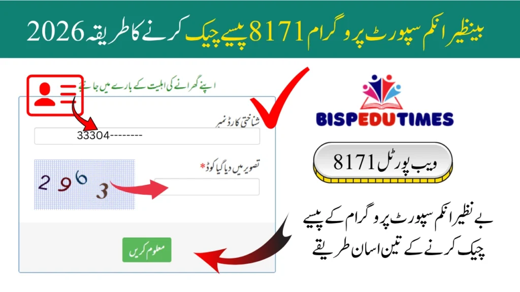 بینظیر انکم سپورٹ پروگرام 8171 پیسے چیک کرنے کا طریقہ 2026