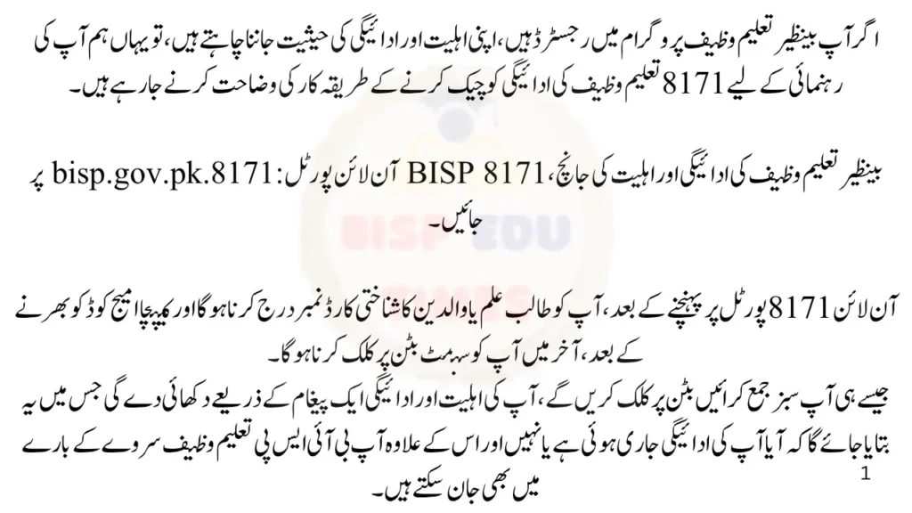 How to 8171 Check Online Benazir Taleemi Wazaif Eligibility & Payment By CNIC 2026