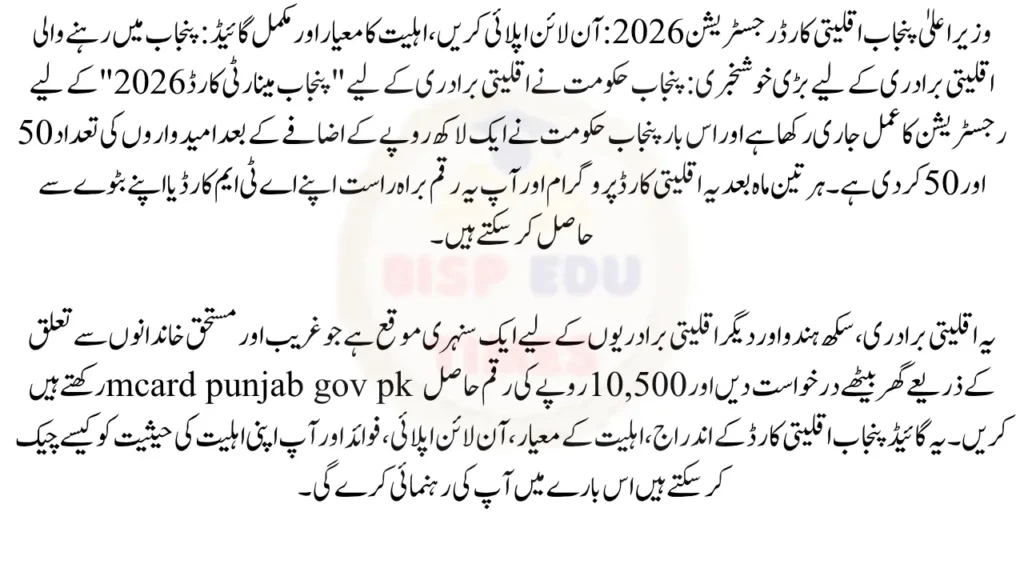 CM Punjab Minority Card Registration