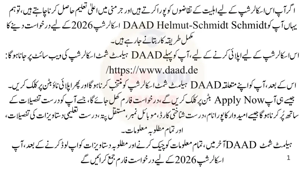 How to Apply Online for the DAAD Helmut-Schmidt Scholarship 2026